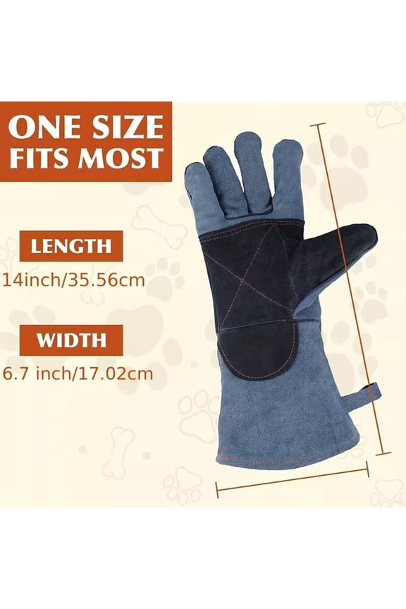 Heavy Duty Animal Handling Gloves Bite Proof Double Reinforced Padding