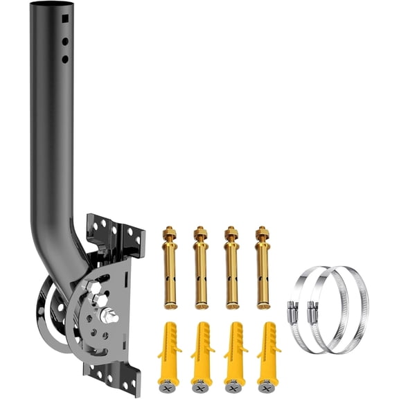 Heavy Duty Antenna Pole Mount,13''-160 Adjustable Three Screw Locking J-Pole Mounting Bracket, Pole/Wall Mount for Wireless Bridge, WiFi Extender, Cellular Signal Booster,Repeater (1-Pack,Black)