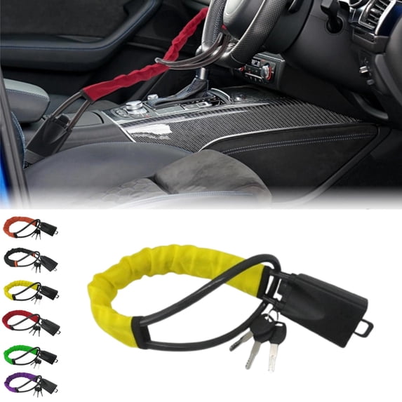 Heavy Duty Antitheft Device Car Steering Wheel Lock With Seat Belt Socket 3 Keys