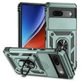 thumbnail image 1 of Heavy Duty Armor Case for Google Pixel 7A, Rugged PC Soft TPU Military Grade Shockproof Metal Magnetic Car Mount Cover with Camera Lens Sliding Ring Holder Bracket Case, Darkgreen, 1 of 8