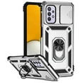 thumbnail image 1 of Heavy Duty Armor Case for Samsung Galaxy A32 5G, Rugged PC Soft TPU Military Grade Shockproof Metal Magnetic Car Mount Shockproof Cover with Camera Lens Sliding Ring Holder Bracket Case,Silver, 1 of 8