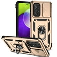 thumbnail image 1 of Heavy Duty Armor Case for Samsung Galaxy A73 5G, Rugged PC Soft TPU Military Grade Shockproof Metal Magnetic Car Mount Shockproof Cover with Camera Lens Sliding Ring Holder Bracket Case,Gold, 1 of 8
