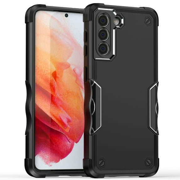 Heavy Duty Armor Case for Samsung Galaxy S24, Rugged Military Grade Dual-Layers Shockproof Cover with Anti-Slip Strips Screen Lens Protection Slim Case for Samsung Galaxy S24, Black