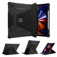 thumbnail image 1 of Heavy Duty Armor Case for iPad Pro 6th/5th/4th/3rd Gen 12.9" (2022/2021/2020/2018), Rotated Kickstand Design Soft TPU Rugged PC Shockproof Cover with Auto Wake/Sleep Pen Holder Slim Flip Case, Black, 1 of 14
