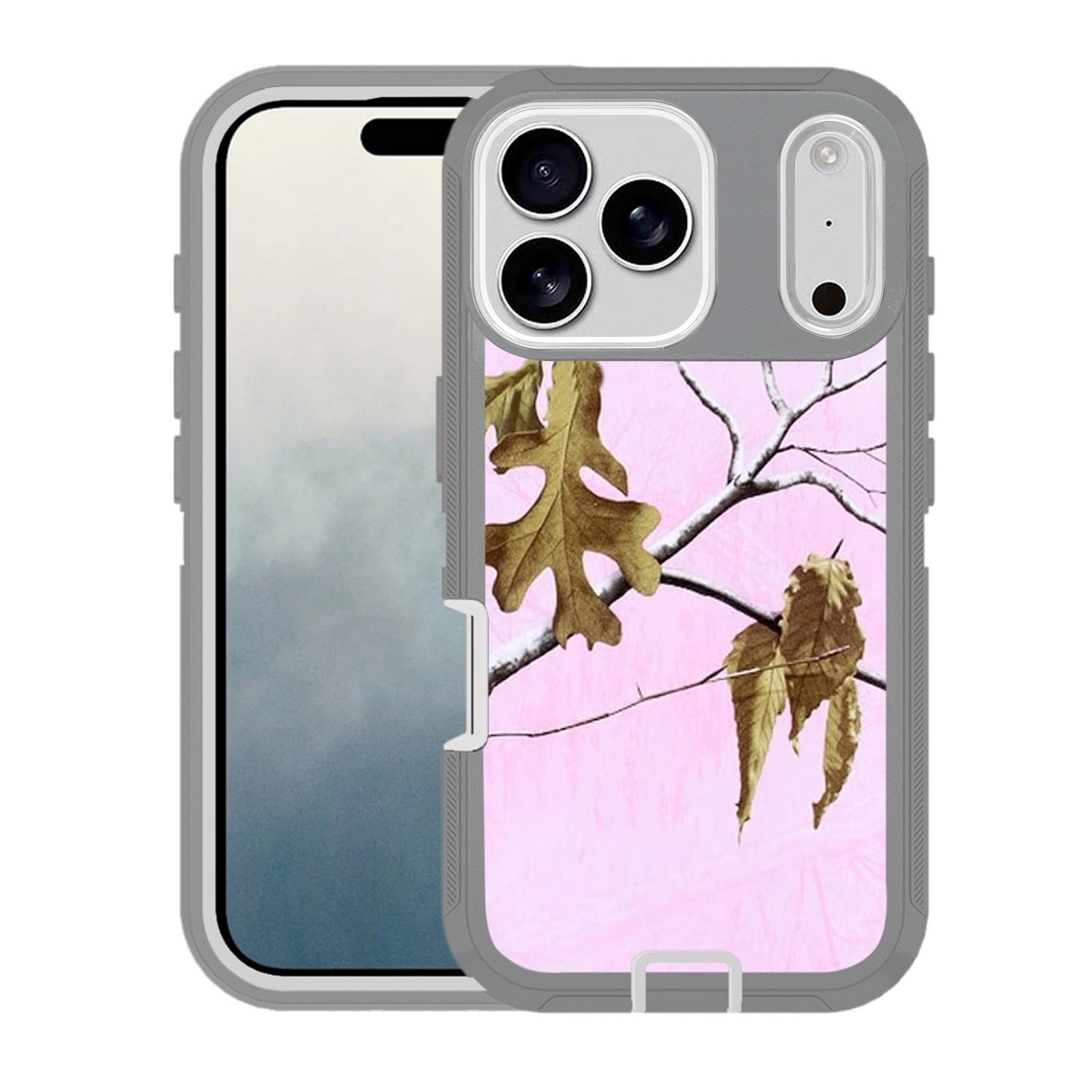 Heavy Duty Armor Protective Case for iPhone 17 Pro Max - Camo Pink
