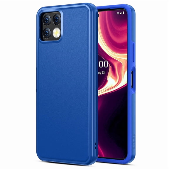 Heavy Duty Armor Rubber Dual Layer Hybrid Slim Fit Shockproof Cover TPU Silicone + Hard PC Case for Boost Celero 5G Plus , Reflex Blue