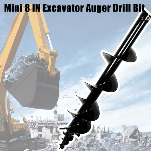 Heavy-Duty Auger Drill Bit Post Hole Digger for Planting Bulbs, Mini Excavator Hydraulic Drive, 8" Replacement Auger Drill Bit for Digger Gardening DIY Projects
