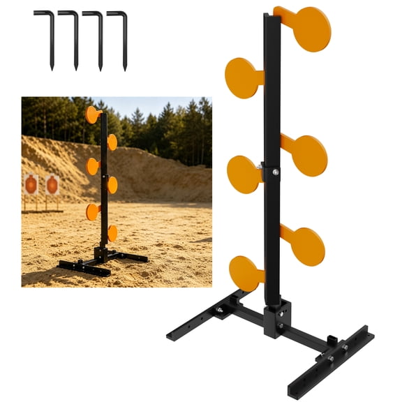 Heavy Duty Auto Reset Shooting Target Stand, 5 Steel Paddle Reactive Target with Adjustable Angle, Durable H-Leg Base for Outdoor Shooting Practice