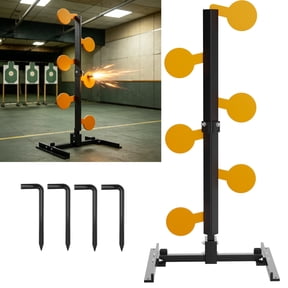 Heavy Duty Auto Reset Steel Shooting Target Stand, 5 Paddle Reactive Target for Handgun & Rifle Practice, Adjustable Outdoor Shooting Range Target with Stable H-Leg Base