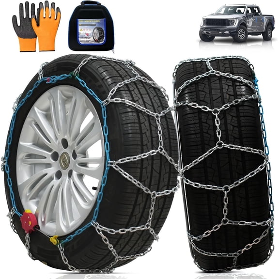 Heavy Duty AutoFixing Snow Chains Tire Chains for Light , SUV & Pickup, Self-Tightening Design for Easy Installation, Titanium Alloy for Durability,Set of 2(HRV-270,Auto-Trac)