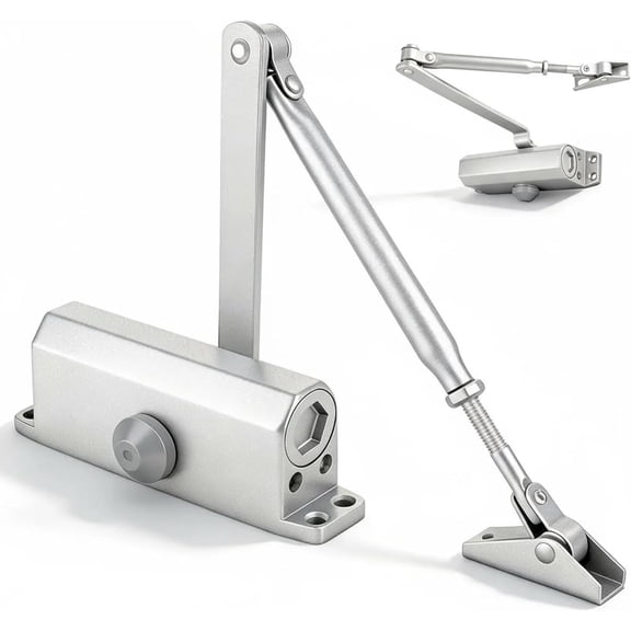 Heavy Duty Automatic Door Closer, Self Closing Hydraulic Soft Close No Slam, Anti Rust Aluminum, Easy DIY Install, Fits 88-143lb Doors 23-43in, for Home & Commercial Use