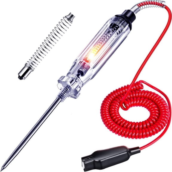 Heavy Duty Automotive Circuit Tester, 6-24V Test Light with Extended Spring Test Leads & Probe, Circuit Tester with Light for /