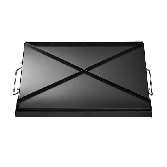 Heavy Duty BBQ Grill Press Griddle, 24x16 Inch Carbon Steel, reversible Flat/Ribbed Surface, Outdoor Use