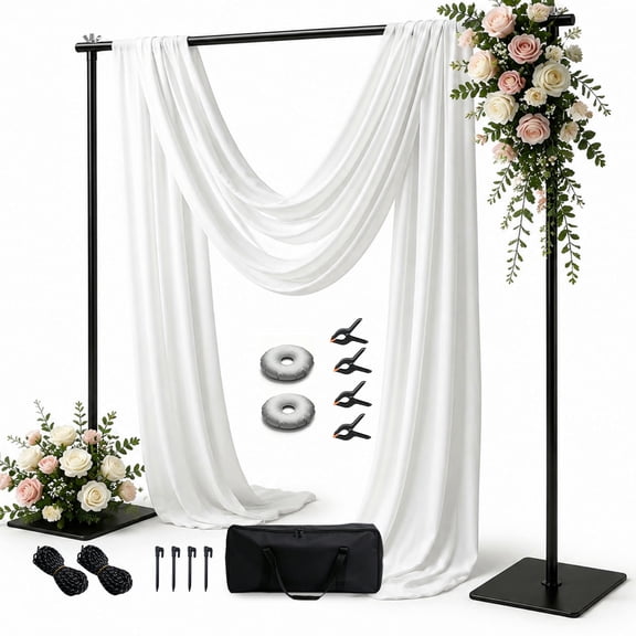 Heavy Duty Backdrop Stand, 10ft x 6.5ft Height Adjustable Photography Background Support System, Wedding, Birthday Party, Family Gathering, Festival Decoration