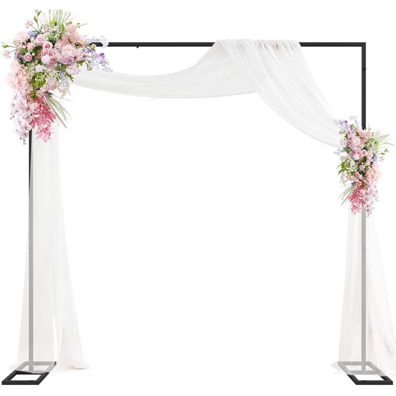 Heavy Duty Backdrop Stand 8ft x 8ft Black Pipe and Drape Backdrop Stand Kit Adjustable Metal Backdrop Sand for Wedding Photobooth Exhibition Decoration