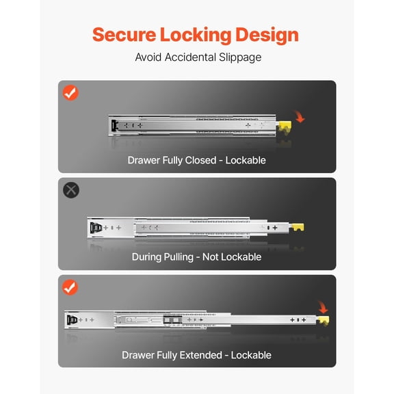 Heavy Duty Ball Bearing Drawer Slides Full Extension 16-60 Inch (1 Pair) - Smooth Cabinet Slides