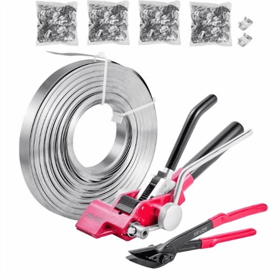 Heavy Duty Banding Sealer Tool with 400 ft Binding Straps Manual Pallet Packaging Strapping Kit for Warehouse Industrial Bundling