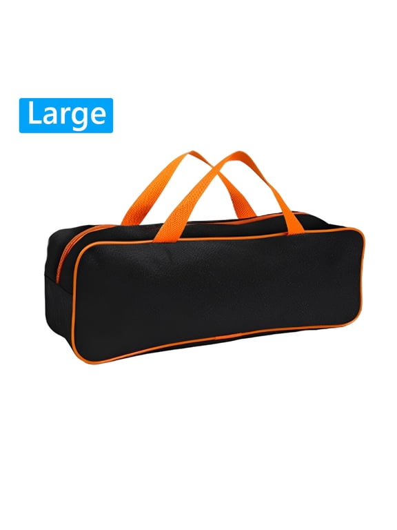 Heavy Duty Barbecue Accessory Carry Pouch for Blackstone, Large Capacity Grill Utensil Storage Tote with Reinforced Handle & Waterproof Fabric, Durable Organizer (Large Orange Black)