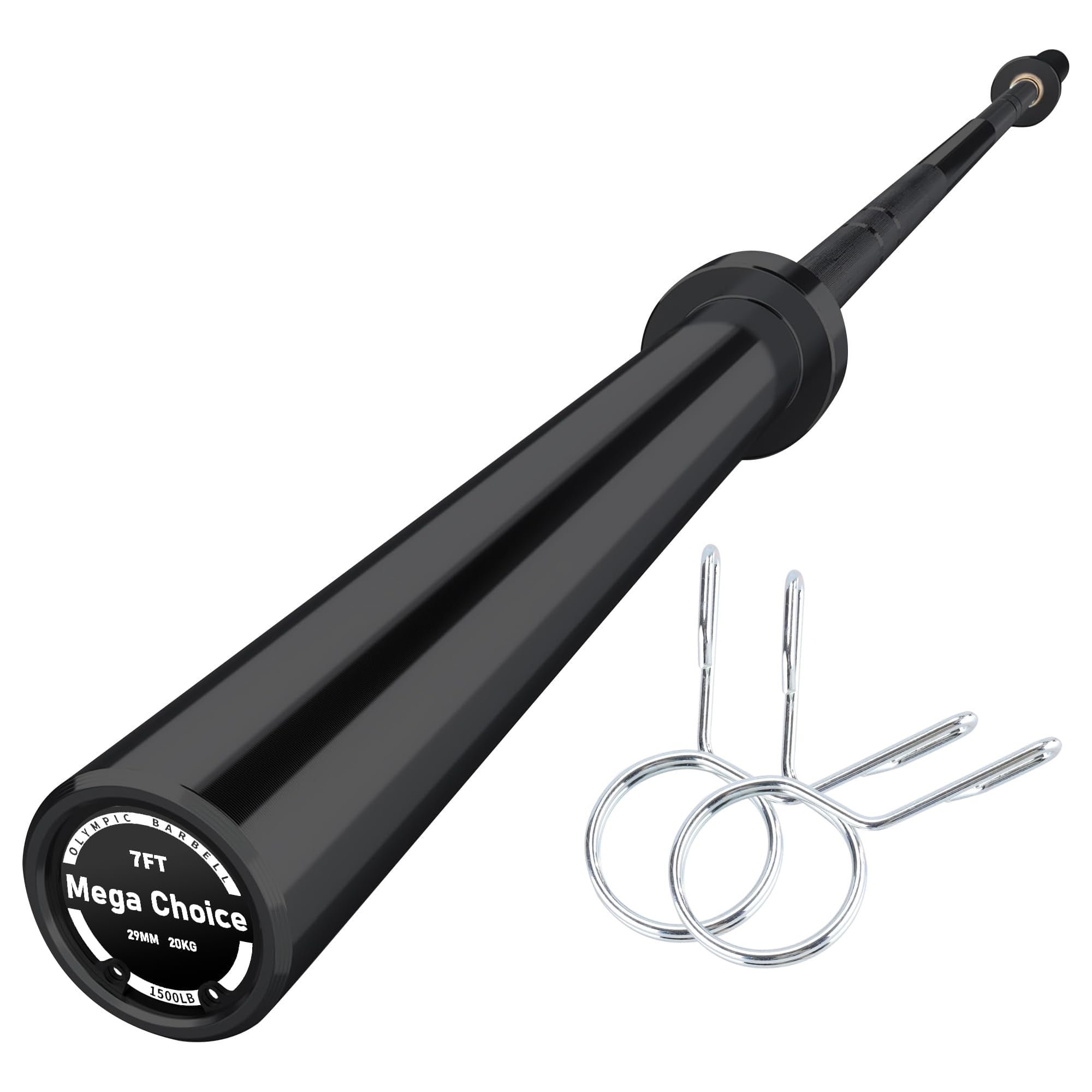 Heavy Duty Barbell Bar for Weightlifting & Strength Training - 7FT, Robust Steel, 1500LB Capacity, Anti-Slip Knurling, Home Gym Bar, Black