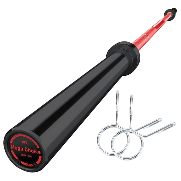 Heavy Duty Barbell Bar for Weightlifting & Strength Training - 7FT, Robust Steel, 1500LB Capacity, Anti-Slip Knurling, Home Gym Bar, Red