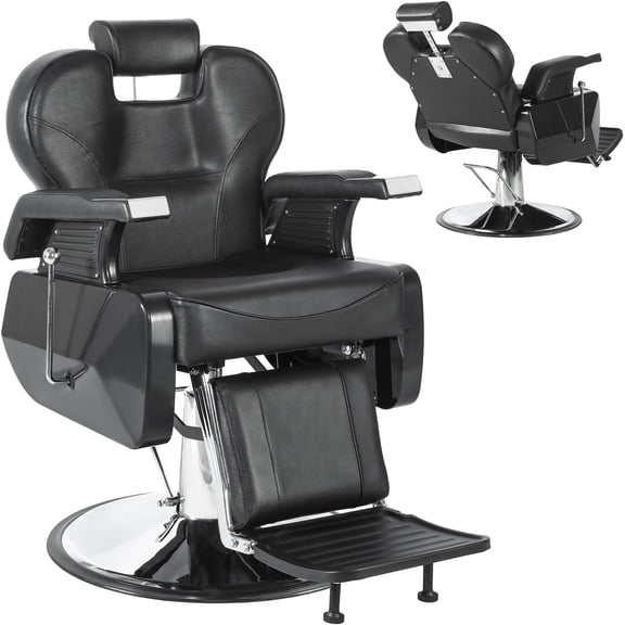 Heavy Duty Barber Chair, Hydraulic Recline Hair Chair for Barbershop, All Purpose Styling Chair for Beauty Shampoo Tattoo Pedicure,360 Degree Swivel, Height Adjustable, Removable Headrest