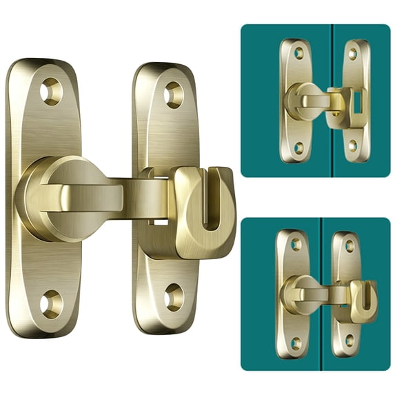 Heavy Duty Barn Door Lock 90/180 Degree – Zinc Alloy Sliding Gate Latch with Thickened Rustproof Coating, Anti-Scratch Hardware for Barn Doors, Cabinets, Bathroom, 1Set