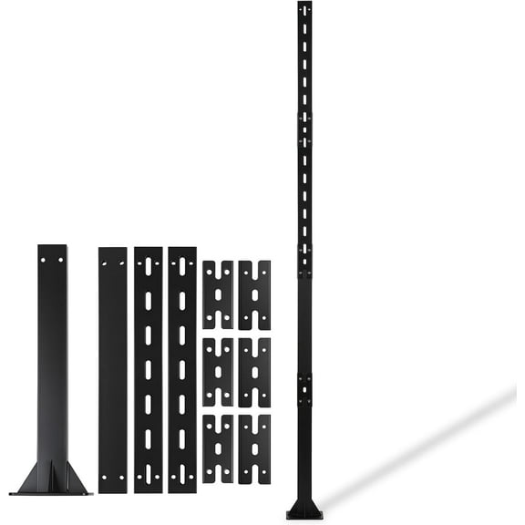 1 Set 6 Feet Heavy-Duty Base-Plate Mounted Sign Posts - Bolt-Down Ground Mount for Parking/House/Street Signs (Black)‌