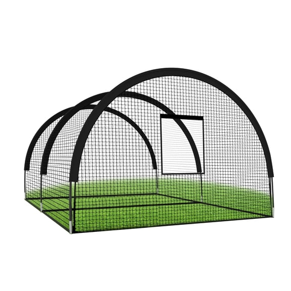 Heavy-Duty Baseball Batting Cage with Sturdy Frame & Net, Multi-Sport Hitting Pitching Training Equipment for Baseball Softball Golf Backyard & Field Practice