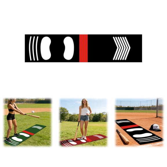Heavy Duty Baseball Softball Batting Mat, Non‑Slip Shock‑Absorbent Anti‑Mite Hitting Pad for Outdoor Training, Wear‑Resistant Practice Mat with Stable Grip for Batting Swing Exercise