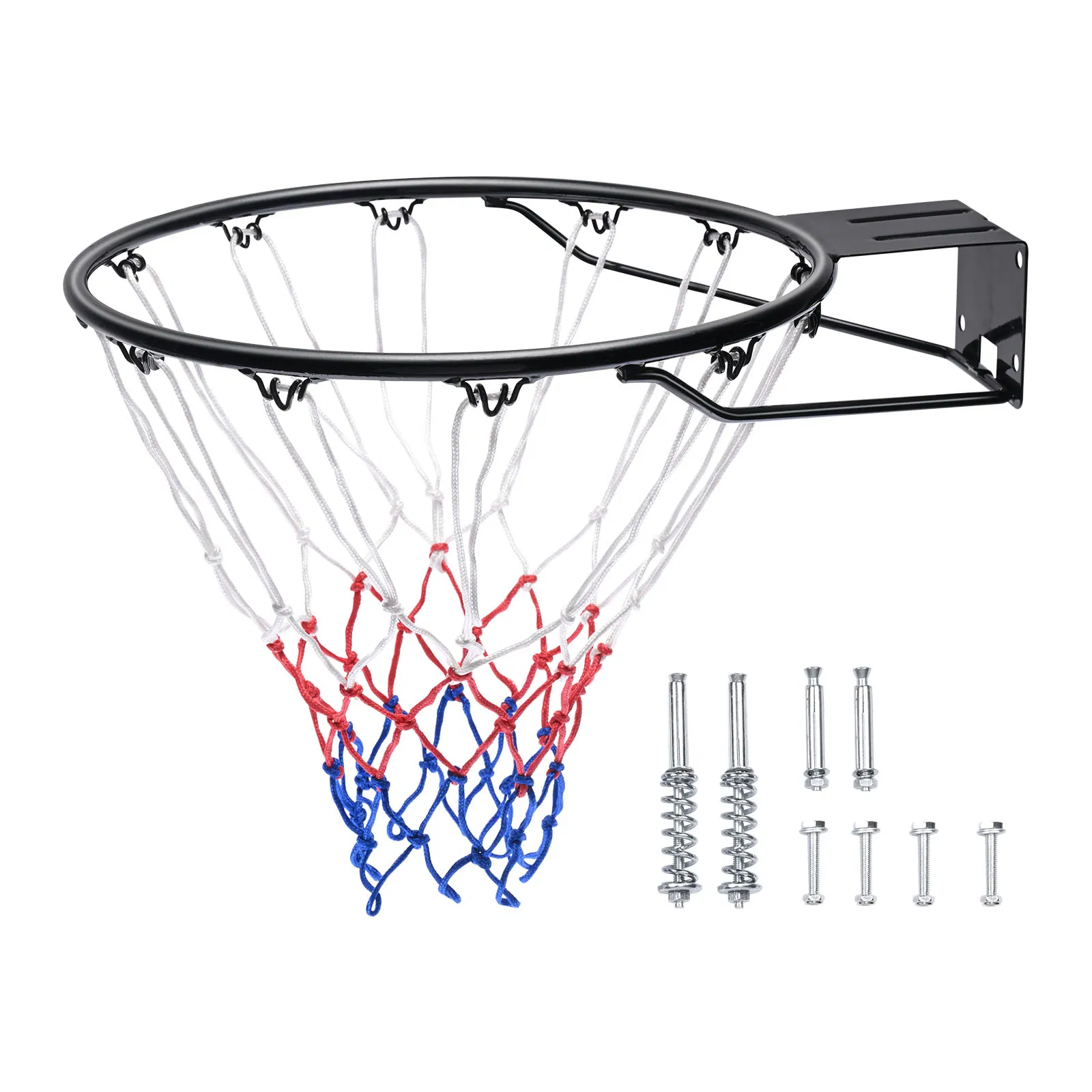 Heavy Duty Basketball Rim Wall Mounted Hoop with Net and Double Spring,18" Indoor Outdoor Flexible Goal Replacement for Kids and Adults