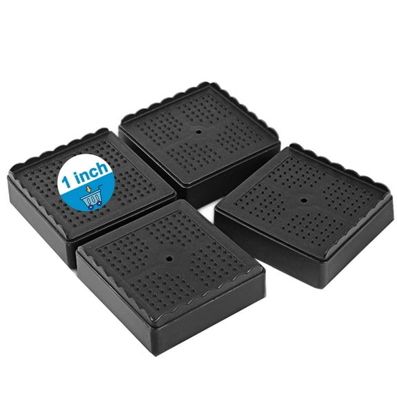 Heavy Duty Bed Risers 1 to 4 Inch Adjustable Height Furniture Risers for Couch Sofa Table Desk Chair Legs, Stackable Bed Frame Lifters for Dorm Storage, Black 1 Inch 4 Pack