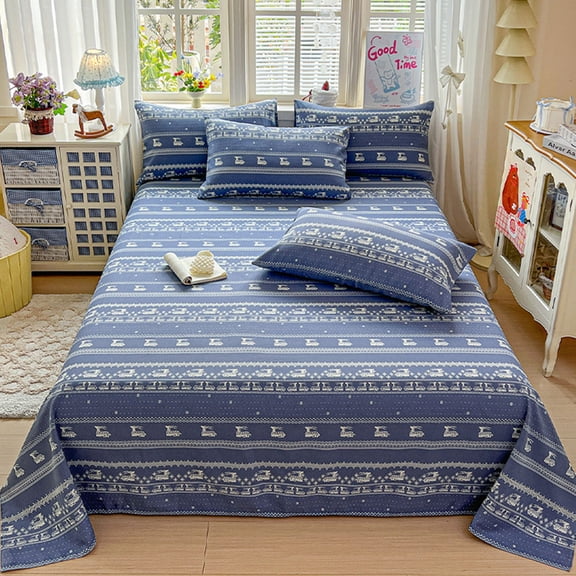 Heavy Duty Bed Sheets Thick Breathable Non-Slip Printed Sheet Colorfast Bohemian Vintage Weave Polyester Single Piece All Season Durable