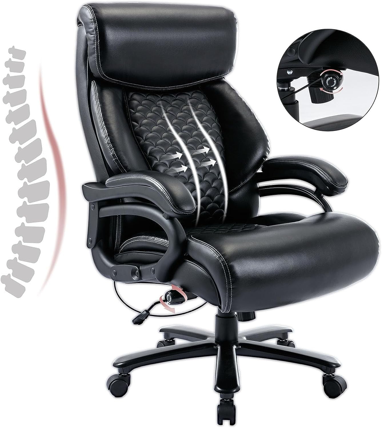 Heavy Duty Big and Tall Office Chair with Adjustable Lumbar Support