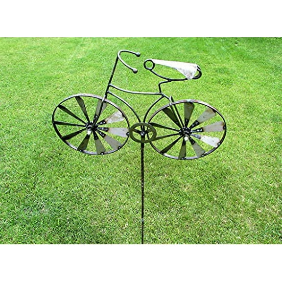 Heavy Duty Bike Bicycle Metal Welded Yard Stake Wind Spinner Rocker Whirly-Gig Garden Art