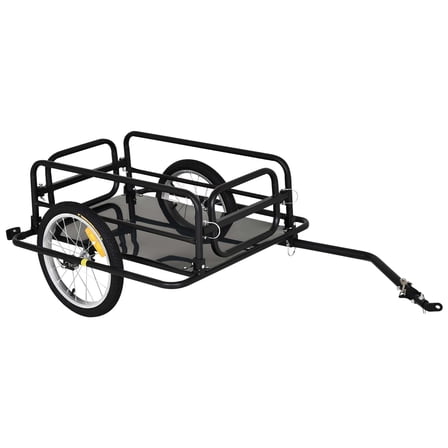 Heavy-Duty Bike Cargo Trailer - Foldable 110 lb Capacity Bicycle Wagon with 16" Wheels, Black
