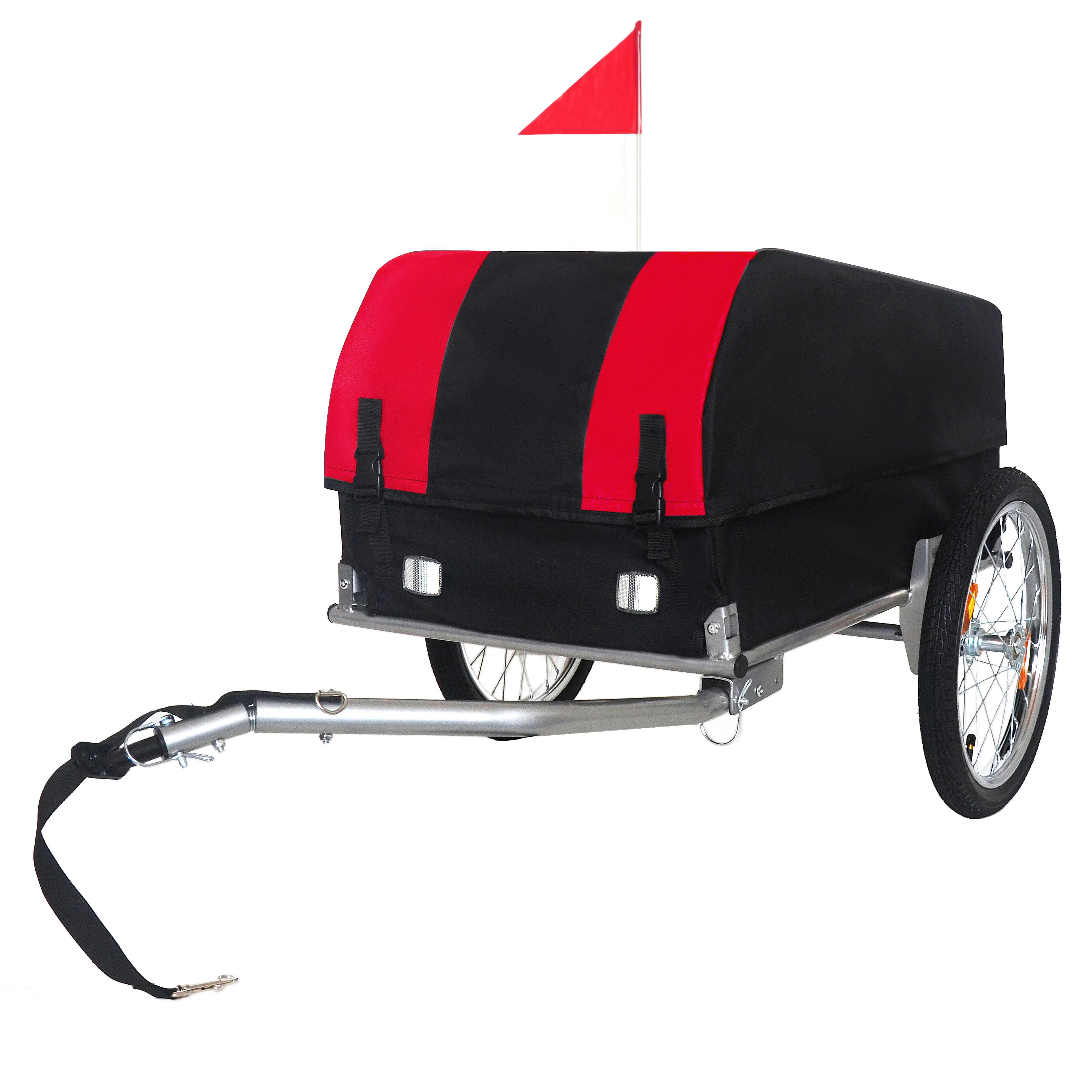 Heavy-Duty Bike Cargo Trailer with Removable Waterproof Cover, 88 lbs Capacity Foldable Bicycle Utility Cart with 16" All-Terrain Wheels for Camping Groceries