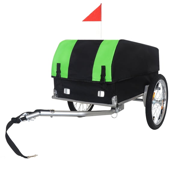 Heavy-Duty Bike Cargo Trailer with Removable Waterproof Cover, 88 lbs Capacity, 16" All-Terrain Wheels & Foldable Design for Camping, Groceries