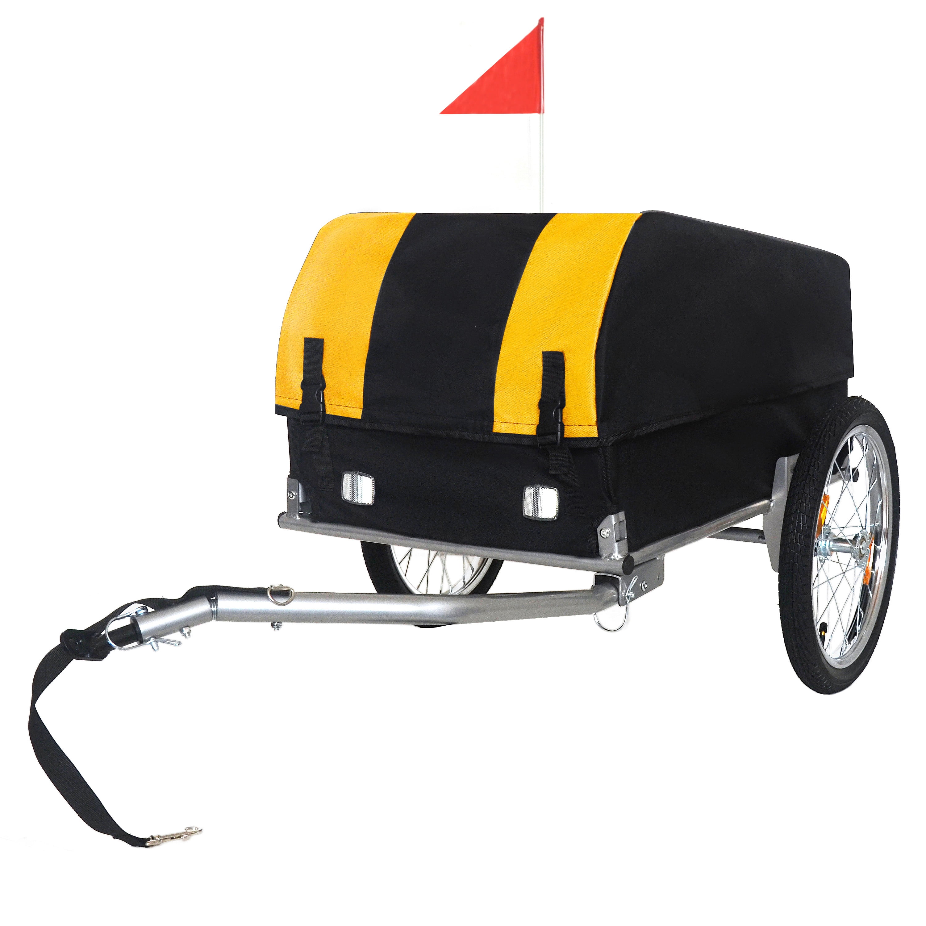 Heavy-Duty Bike Cargo Trailer with Removable Waterproof Cover, 88 lbs Capacity, 16" All-Terrain Wheels & Foldable Design for Camping, Groceries