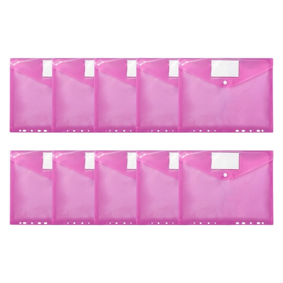 Heavy-Duty Binder Pocket, 10 Pack Plastic Folders with Snap Button Closure, Folders with Label Pocket, Binder Organizer, Binder Dividers with Pockets, Letter Size, 12.99x9.84"