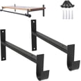 Heavy Duty Black 12 Inch Closet Rod Shelf Brackets, 2 Pack Durable ...