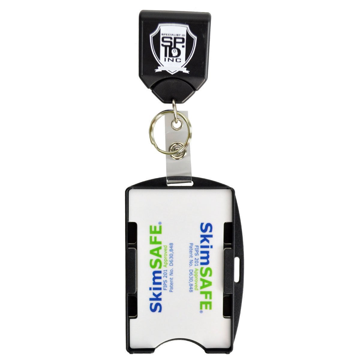 Heavy Duty Black Badge Reel w/Key Ring and Skimsafe 2-Card RFID ...