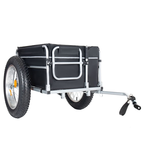 Heavy-Duty Black Bike Cargo Trailer with 110lbs Load Capacity, Foldable Design for Camping and Groceries Hauling