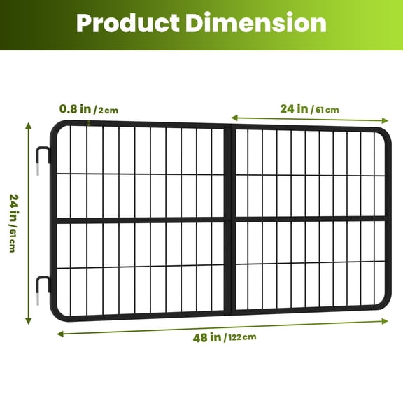 Heavy Duty Black Iron Stable Door, Breathable Grid Fence Gate for Ranch Livestock Access Control.