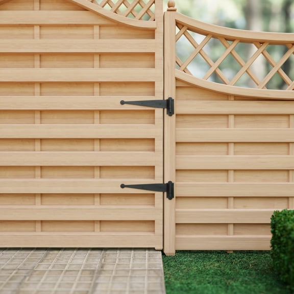 - Heavy-Duty Black Offset Strap Lift Off Pintle Hinge - Pin Hinges for Shutters, Windows, Doors & Gates with Hardware - Wrought Iron, 11.75 in., Pack of 2