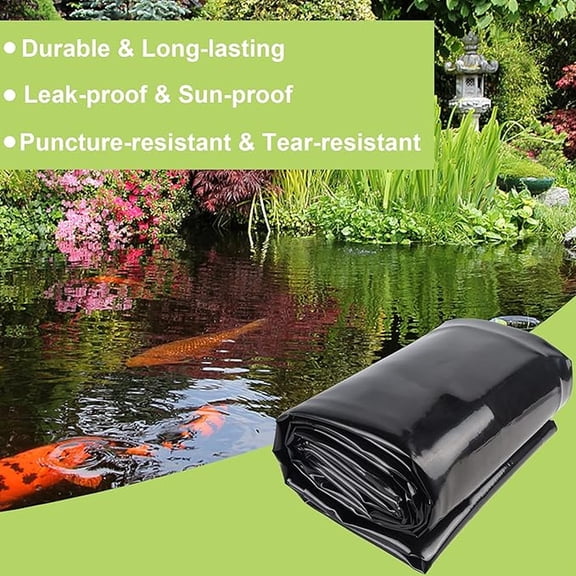 Heavy-Duty Black Polyethylene Pond Liner, Thickened Wear-Resistant Waterproof Sunshade Rainproof Tarpaulin For Ponds - 20Ft X 20Ft (6.1M X 6.1M)