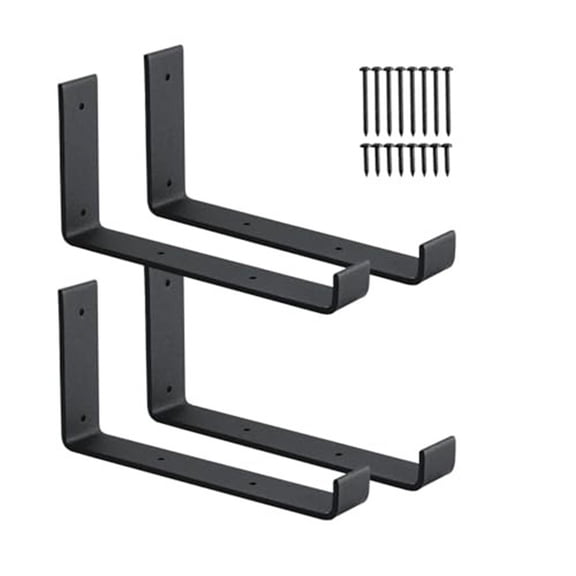 Heavy Duty Black Shelf Brackets 4 Pack