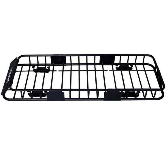 Heavy-Duty Black Steel Rooftop Cargo Carrier Basket 64 Inch Universal Fit