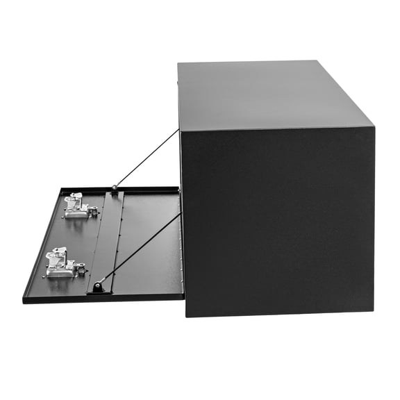Heavy Duty Black Steel Truck Bed Tool Box – Weather-Resistant Underbody Storage Chest with T-Handle Lock & Keys, Diamond Plate, Secure for Pickup, RV, Van, or Trailer – Single Lock, Size: 30x18x18
