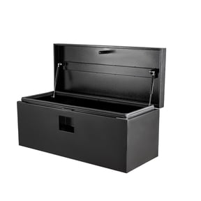 BouPower Heavy Duty Black Steel Truck Bed Toolbox with Split Lift Lids, Gas-Shock Assist - Weatherproof Storage Chest for Pickup, Trailer, RV, Secure Utility Vault
