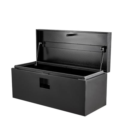 BouPower Heavy Duty Black Steel Truck Bed Toolbox with Split Lift Lids, Gas-Shock Assist - Weatherproof Storage Chest for Pickup, Trailer, RV, Secure Utility Vault
